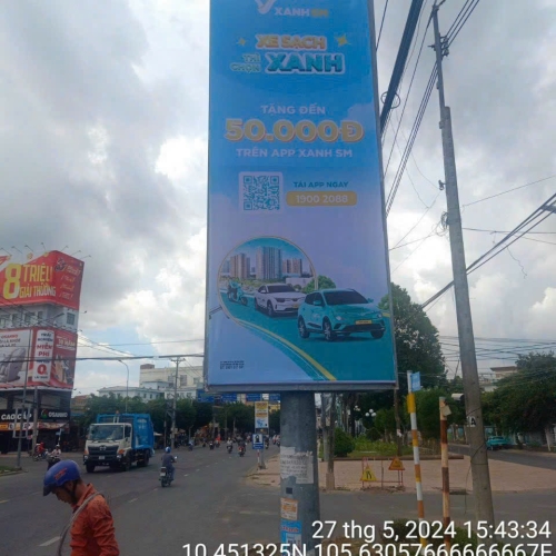 TREO PHƯỚN DỌC QUẢNG CÁO XANH MS